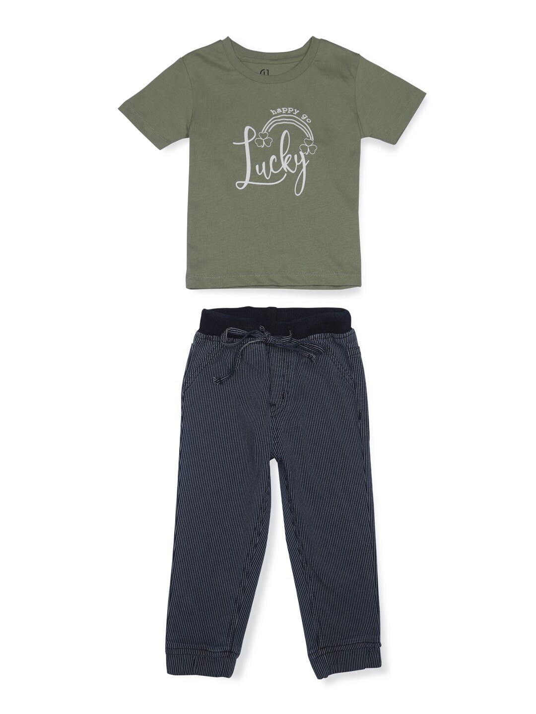 

GJ baby Infant Boys Printed Round Neck Pure Cotton T-shirt With Pyjamas, Grey