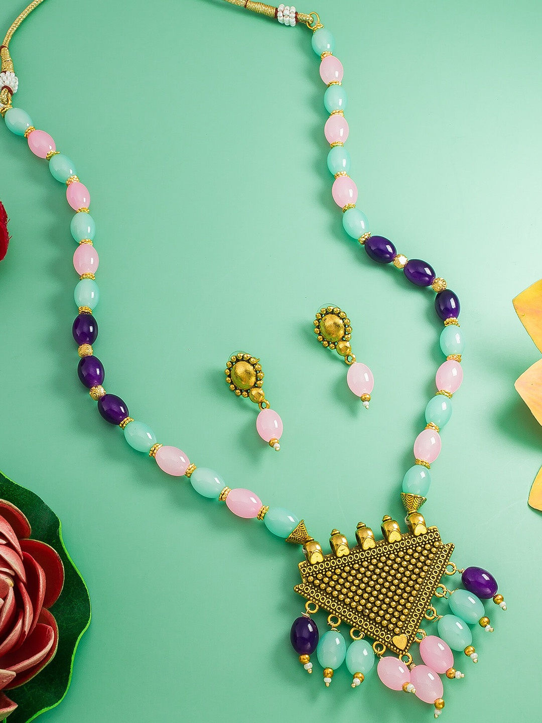 

aadita Beaded Jewellery Set, Gold