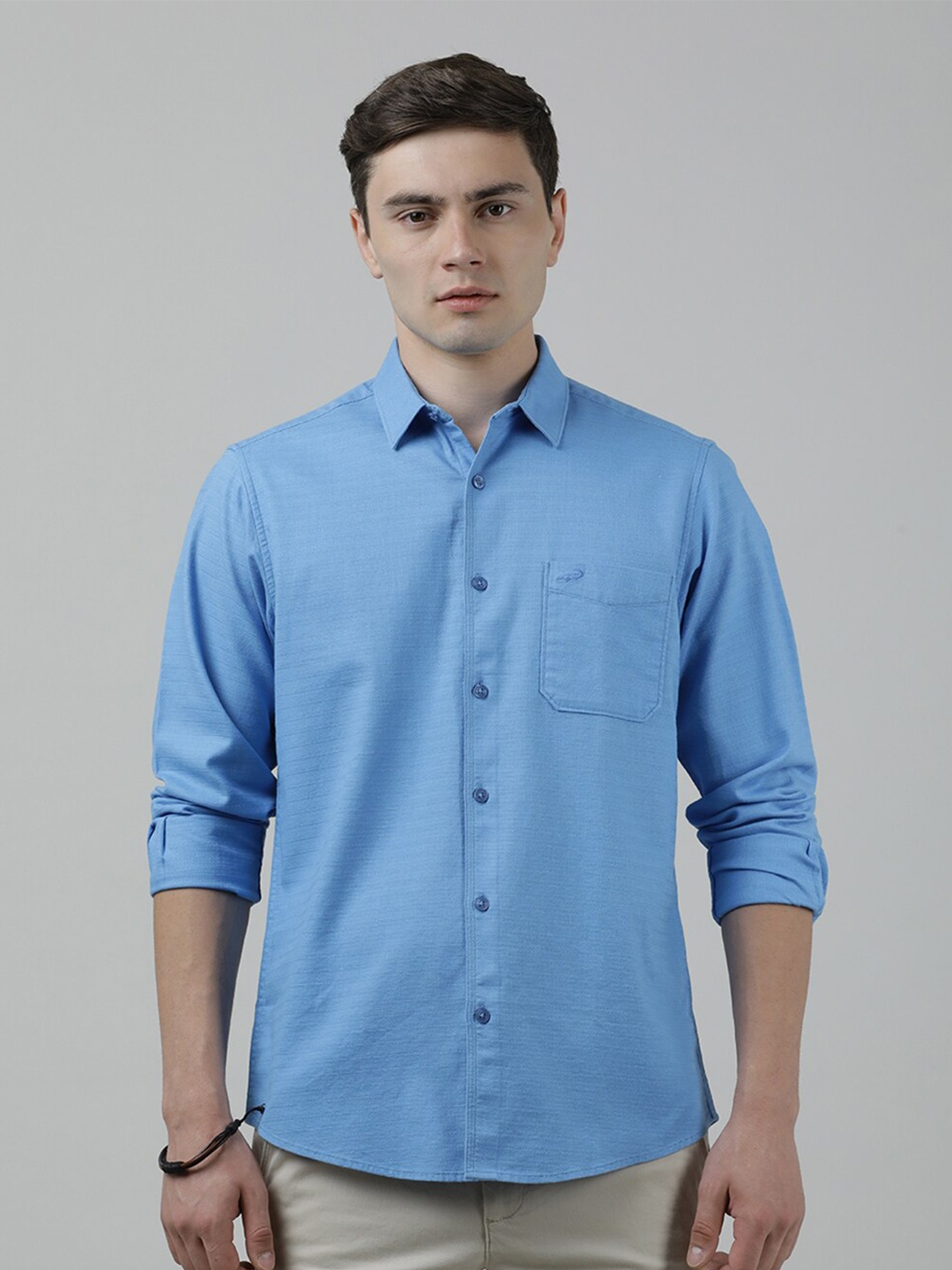 

Crocodile Opaque Casual Cotton Shirt, Blue