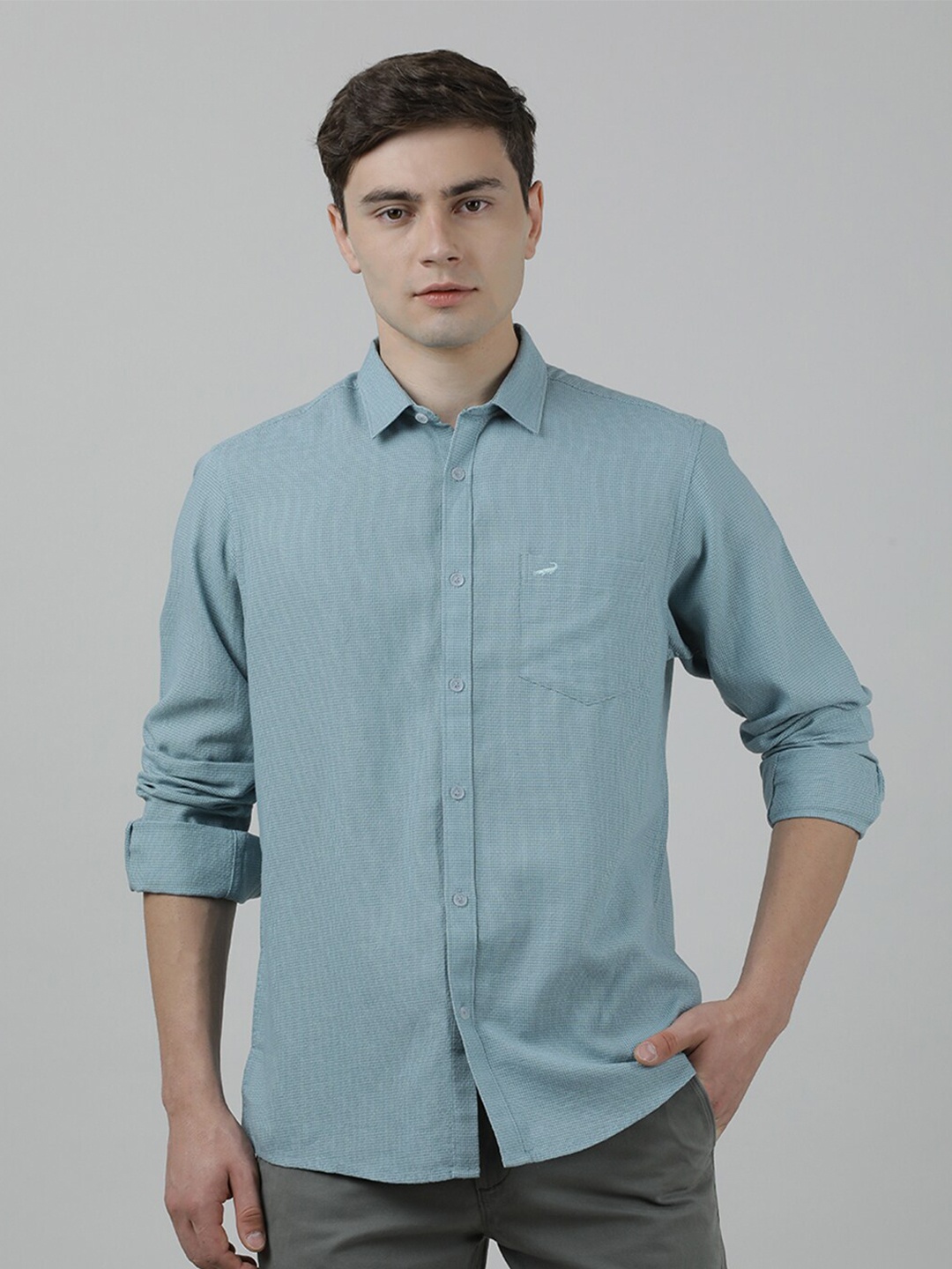 

Crocodile Opaque Casual Cotton Shirt, Blue