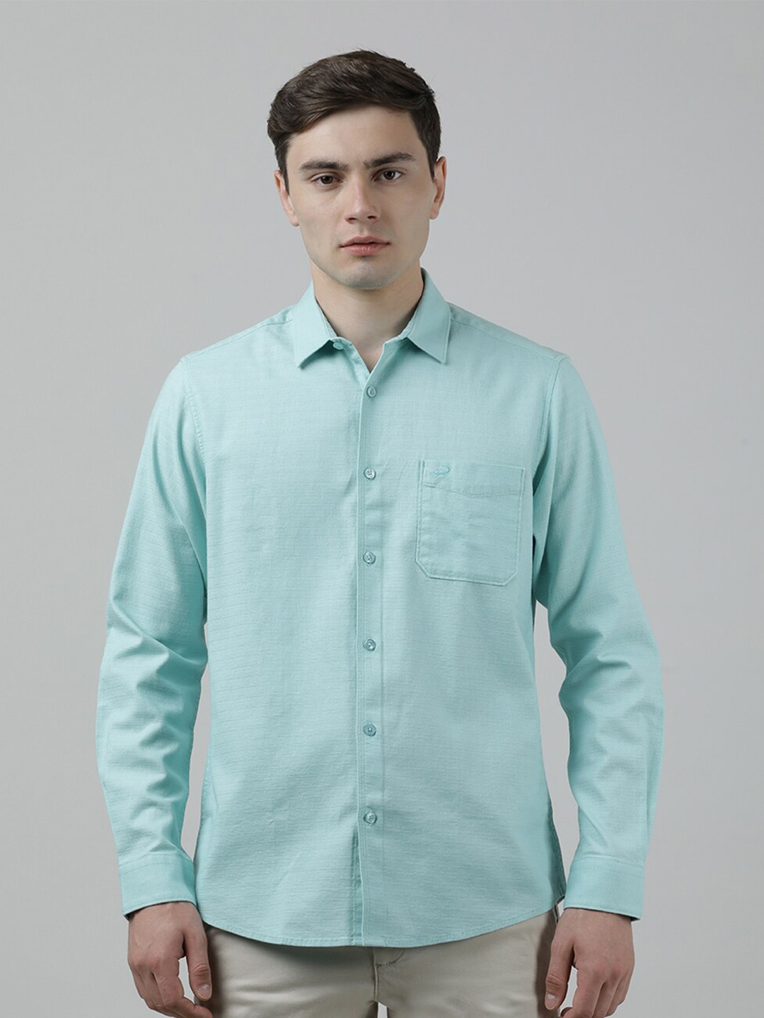 

Crocodile Opaque Cotton Casual Shirt, Turquoise blue