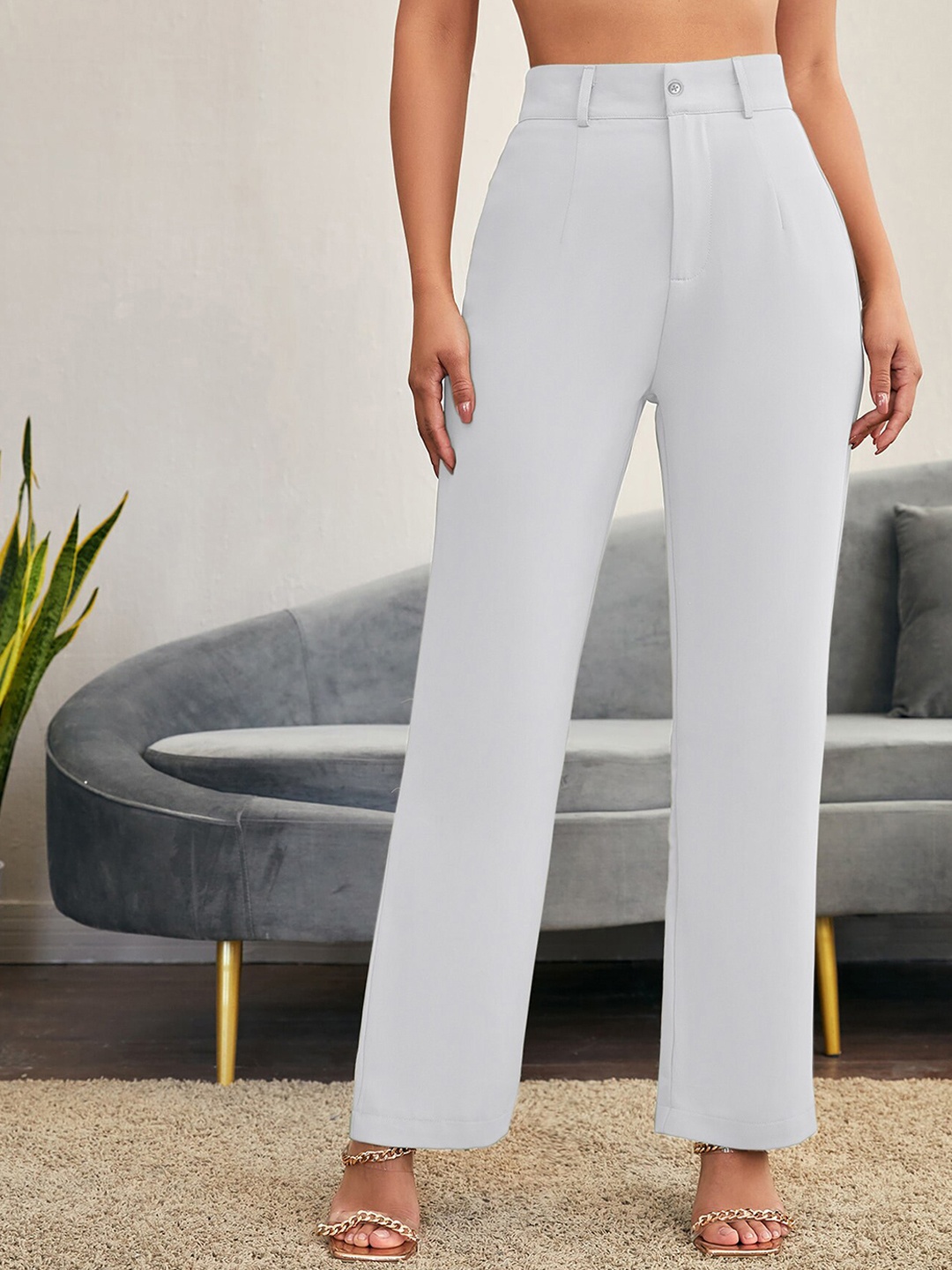 

LEE TEX Women High-Rise Easy Wash Relaxed Straight Leg Parallel Trousers, White