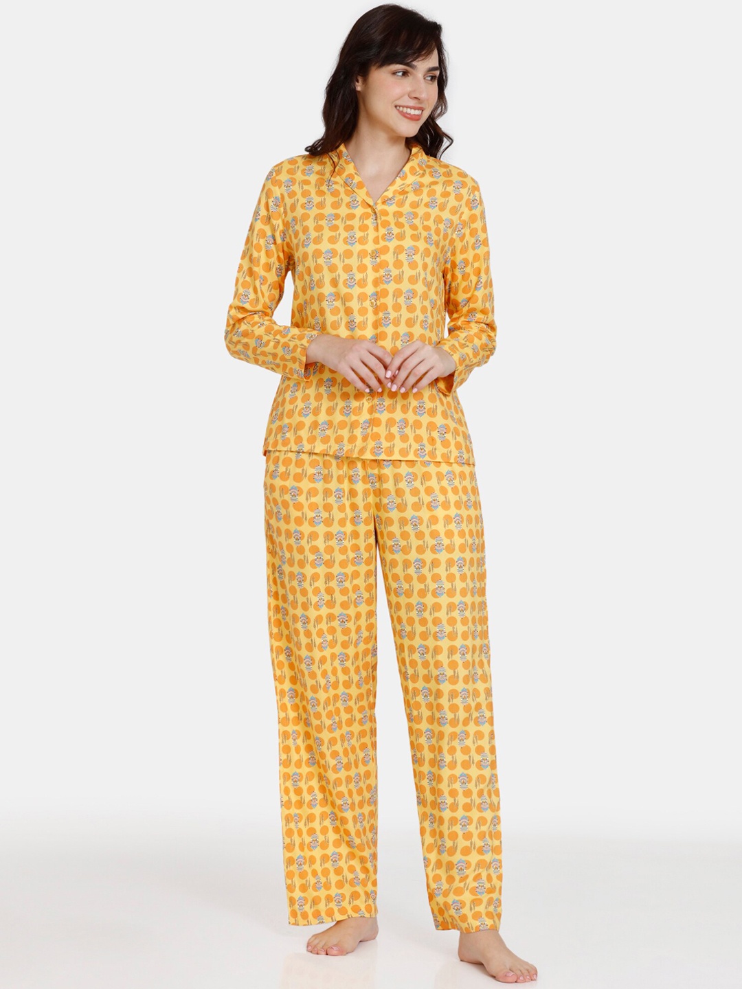 

Zivame Conversational Printed Night Suit, Yellow