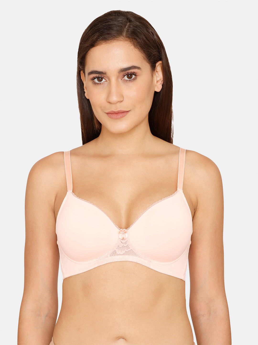 

Zivame Lightly Padded Non-Wired All Day Comfort Seamless Bra, Pink