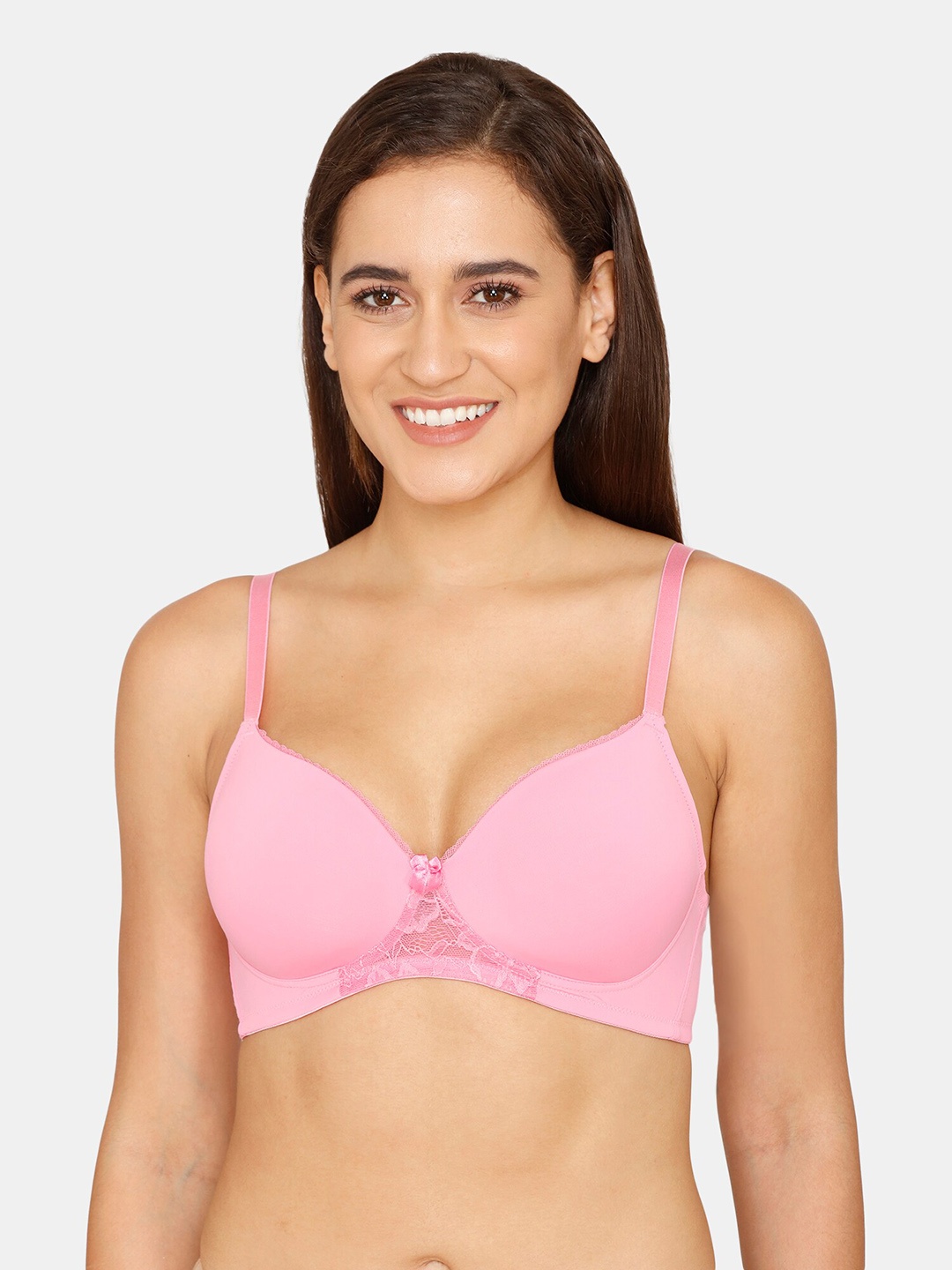

Zivame Lightly Padded Non-Wired All Day Comfort Seamless Bra, Pink
