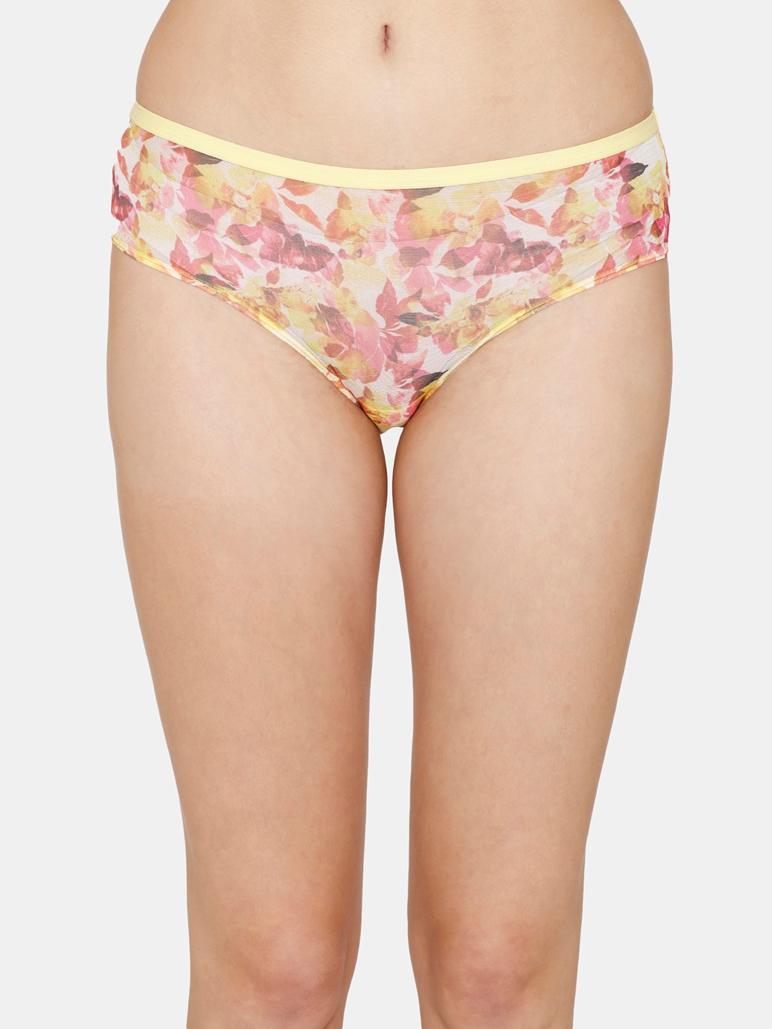 

Zivame Women Floral Printed Low-Rise Hipster Briefs, Yellow
