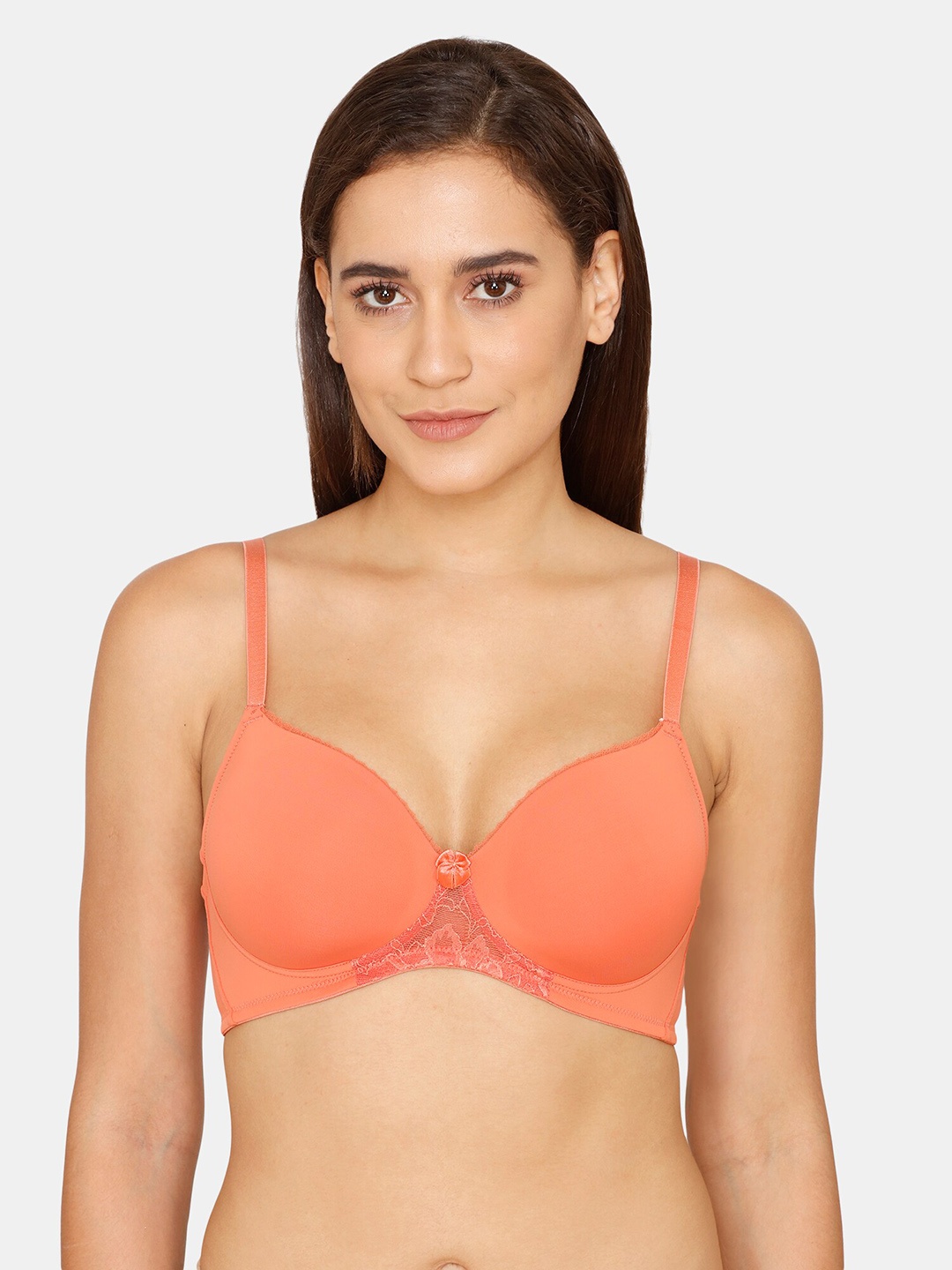 

Zivame Lightly Padded Non-Wired All Day Comfort Seamless Bra, Orange