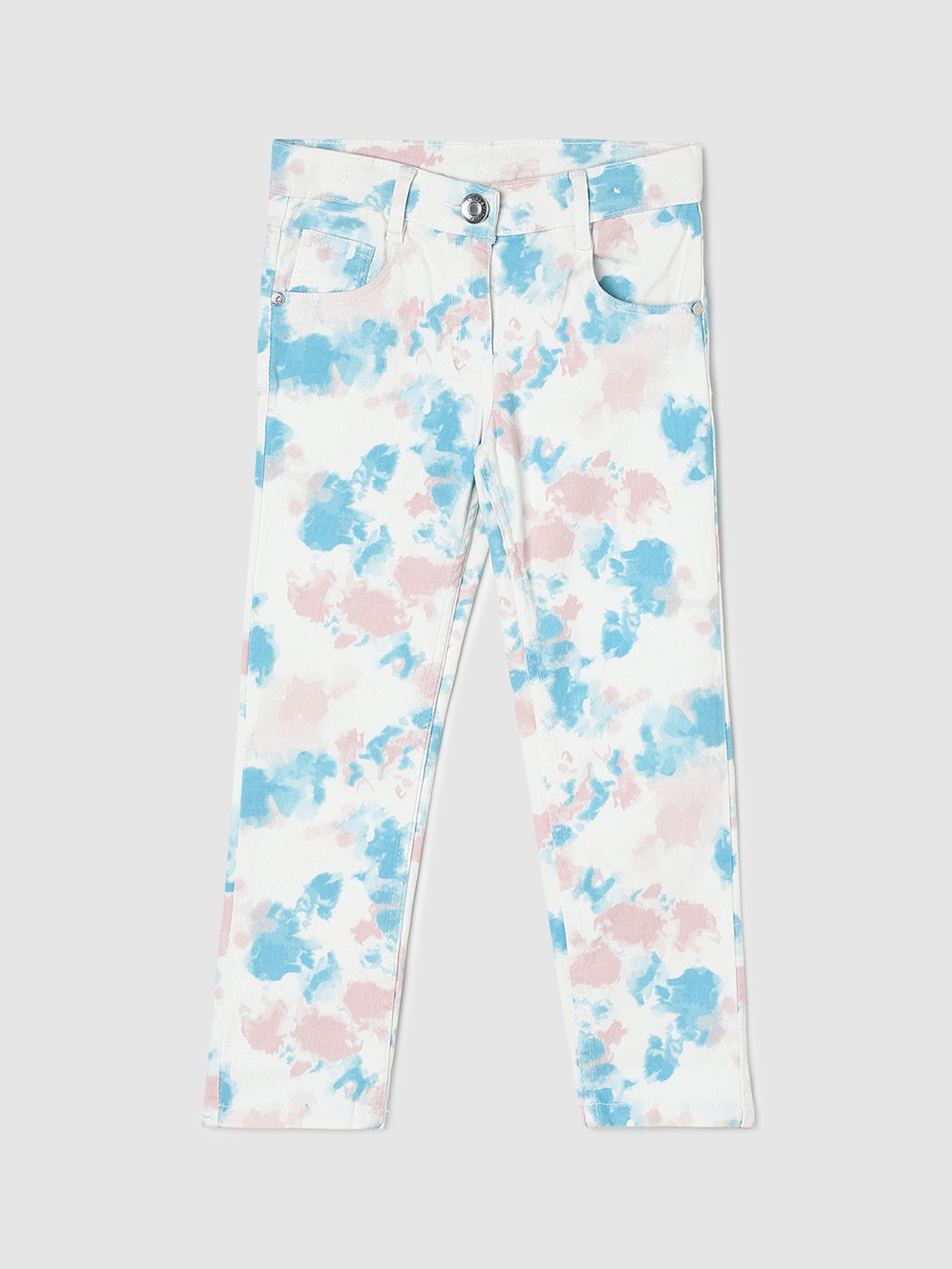 

max Girls Floral Printed Regular Trousers, White