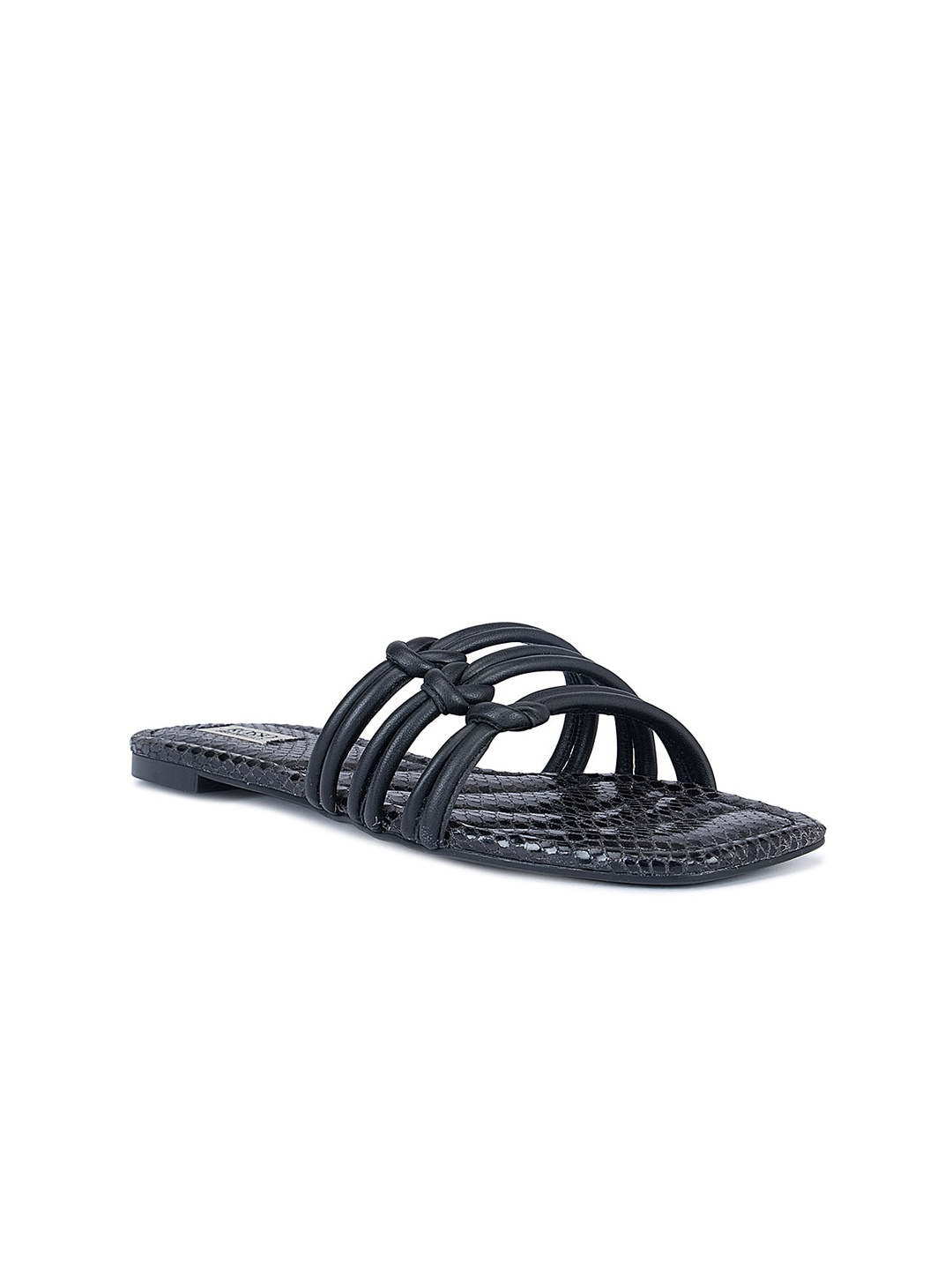 

ROSSO BRUNELLO Women Textured Open Toe Flats, Black