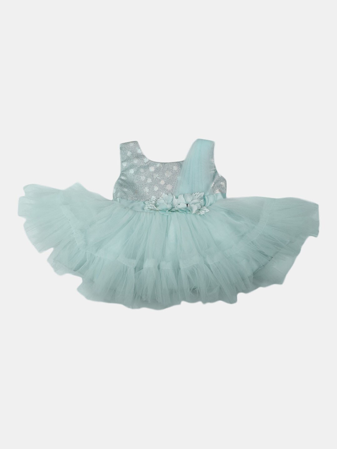 

V-Mart Infant Girls Round Neck Jacquard Fit & Flare Dress, Blue