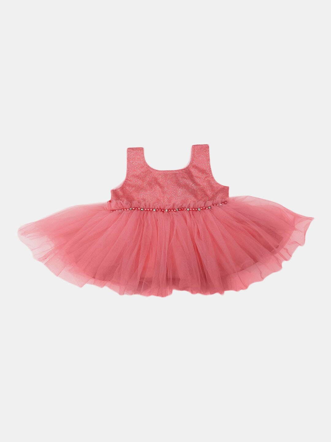 

V-Mart Infant Girls Round Neck Jacquard Fit & Flare Dress, Pink