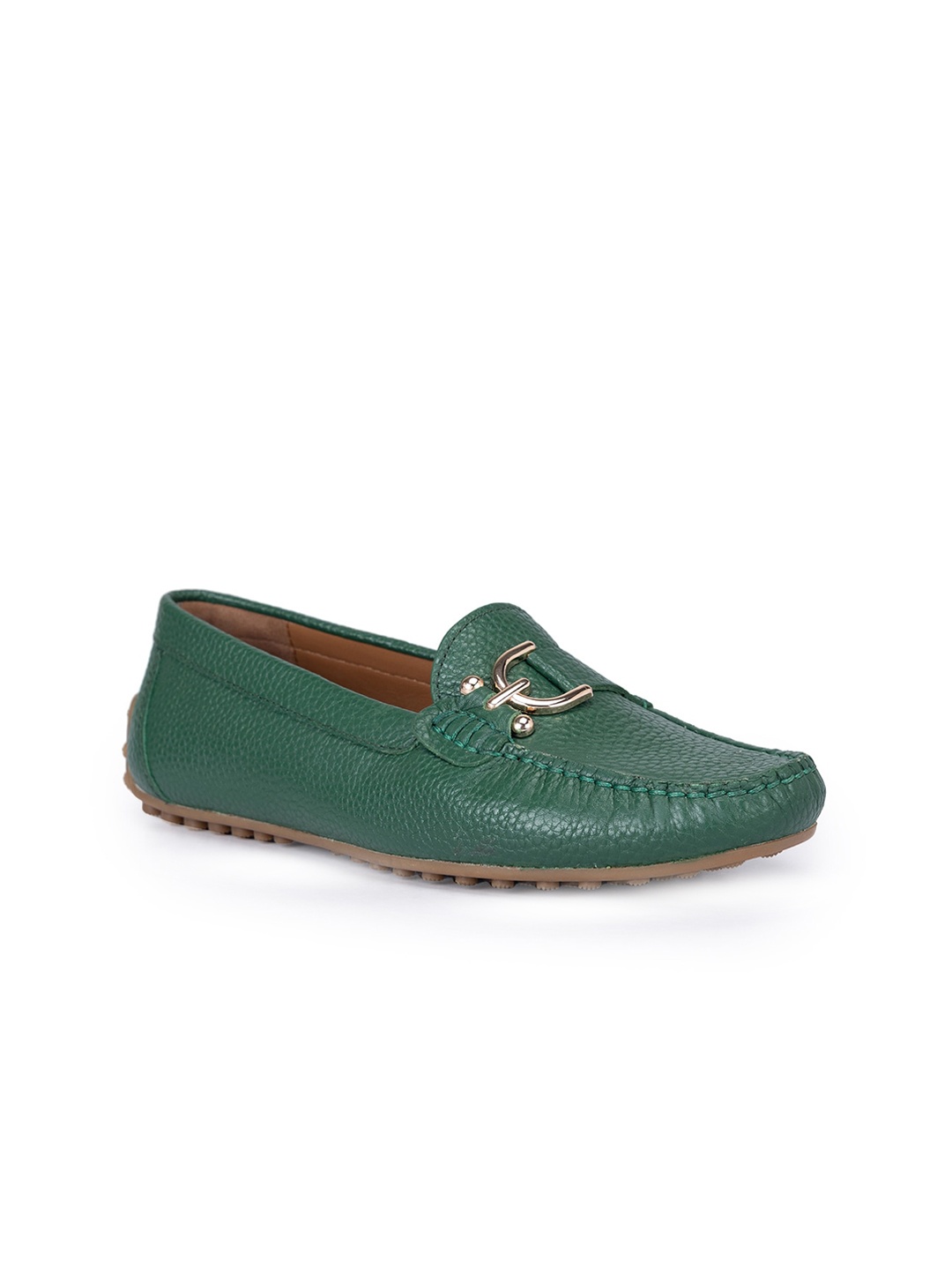 

ROSSO BRUNELLO Women Textured Embellished Leather Comfort Insole Horsebit Loafers, Green