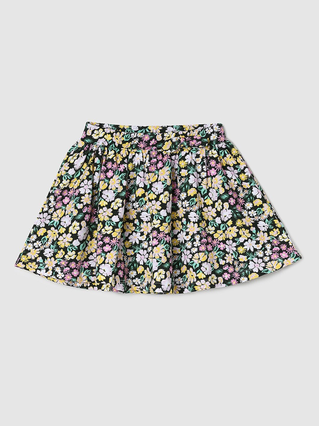 

max Girls Printed Pure Cotton Mini-Length Flared Skirt, Grey