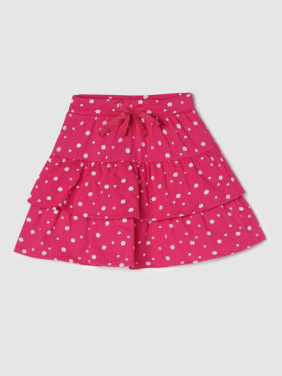 

max Girls Printed Pure Cotton Flared Skirt, Pink