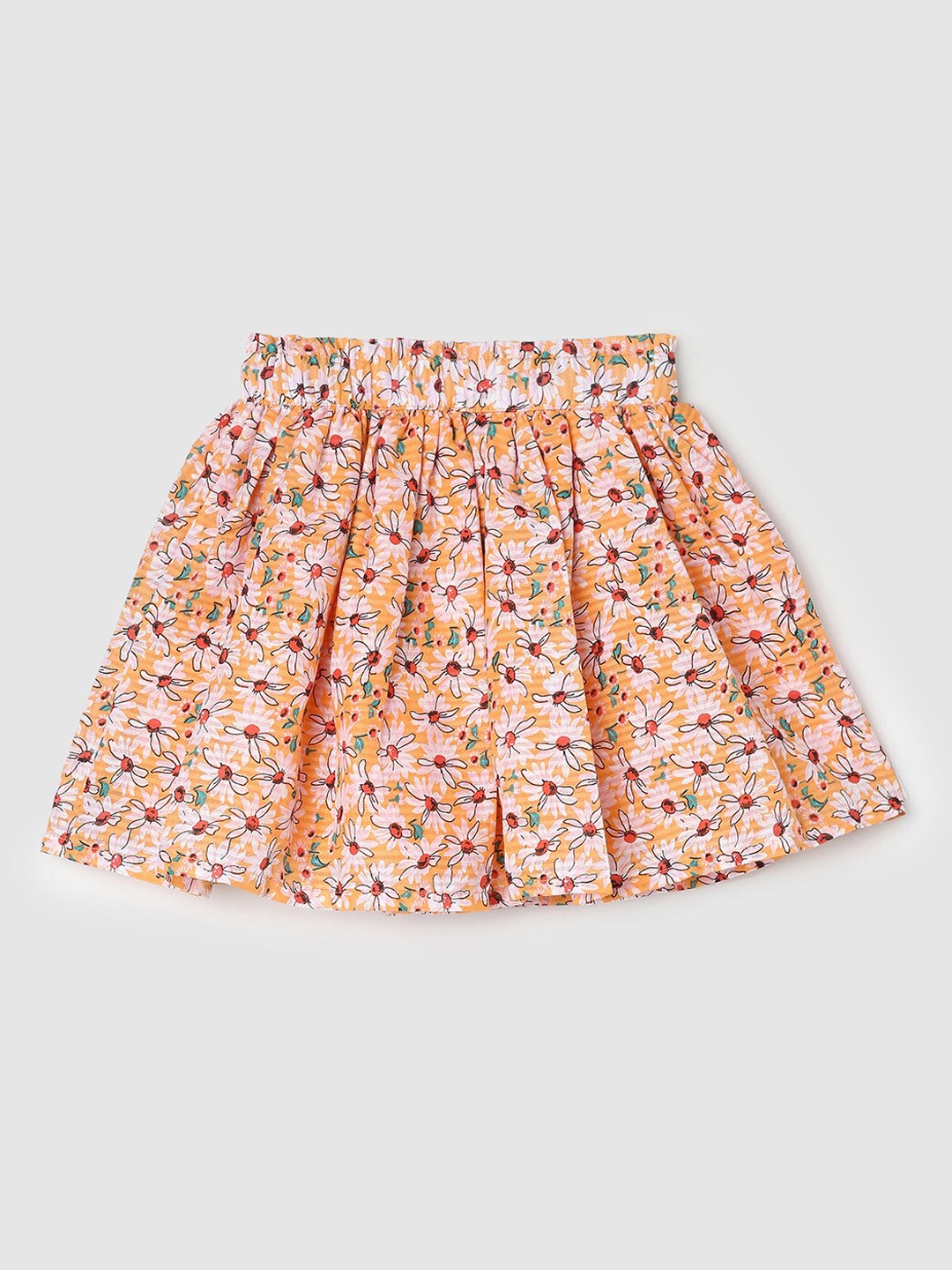 

max Girls Floral Printed Pure Cotton Flared Skirt, Orange