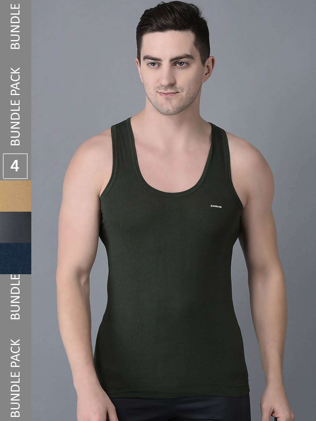 

Dollar Bigboss Men Solid Pack of 4 Combed Cotton Shrinkless Vest, Assorted