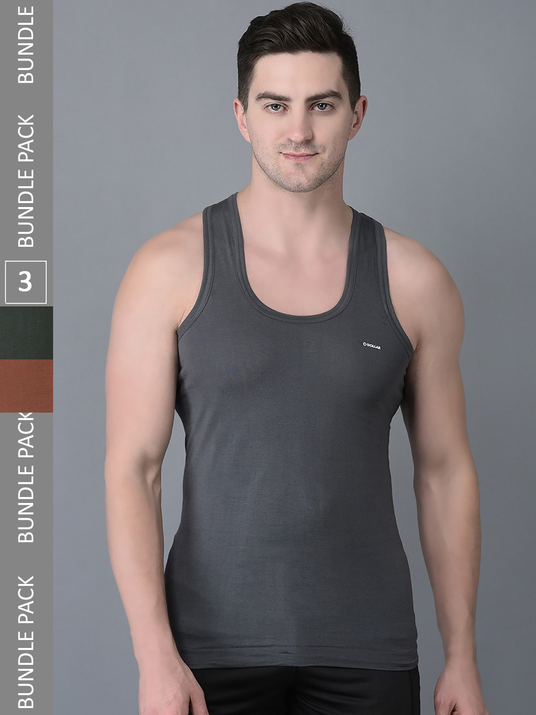 

Dollar Bigboss Men Solid Pack of 3 Combed Cotton Shrinkless Vests MBVE-01-FNRN-CLR-PO3-CO2, Assorted