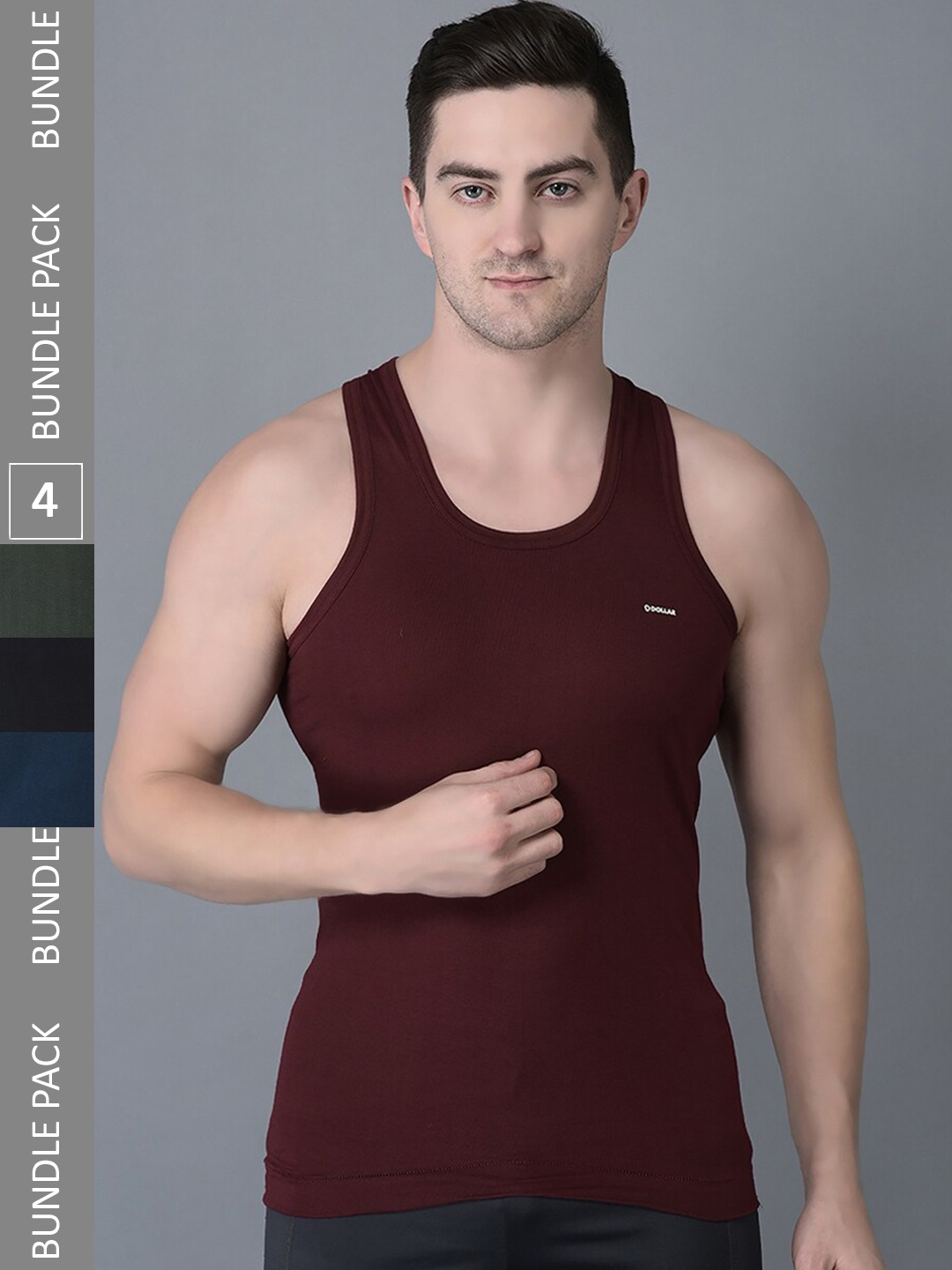 

Dollar Bigboss Men Pack Of 4 Assorted Combed Cotton Shrinkless Innerwear Vests