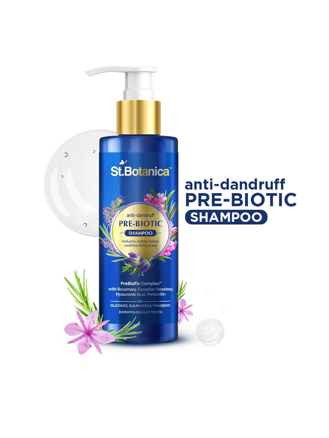 

St.Botanica Anti-Dandruff Pre-Biotic Shampoo To Reduce Flakes & Soothe Itchy Scalp - 200ml, Blue