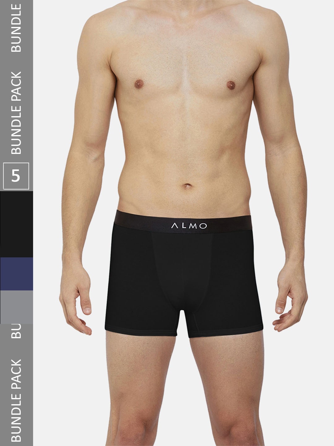 

Almo Wear Men Pack of 5 Organic Cotton Trunks, Black