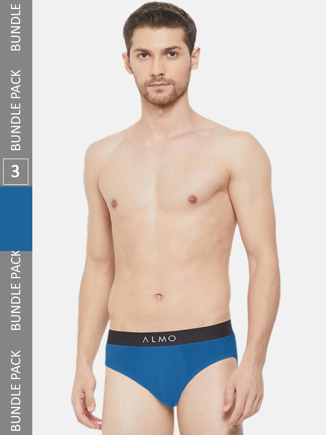 

Almo Wear Men Pack Of 3 Mid-Rise Basic Briefs, Blue