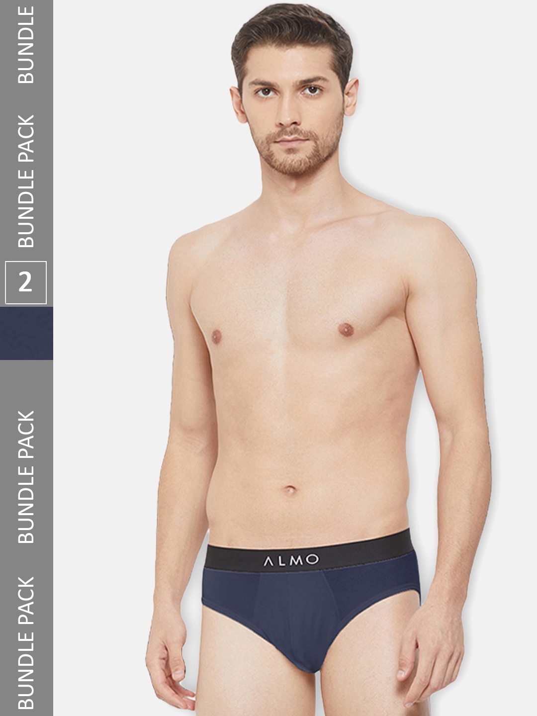 

Almo Wear Men Pack Of 2 Mid-Rise Anti-Bacterial Basic Briefs, Navy blue