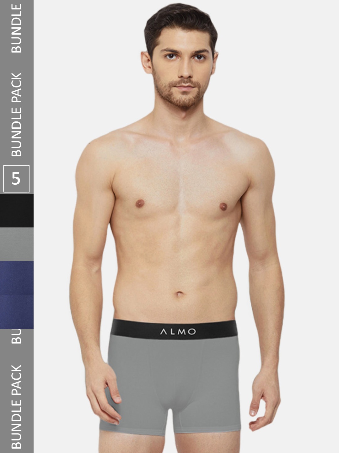 

Almo Wear Pack Of 5 Organic Cotton Anti-Microbial Trunks CRED-OC-T-BBLBLSGSG, Blue
