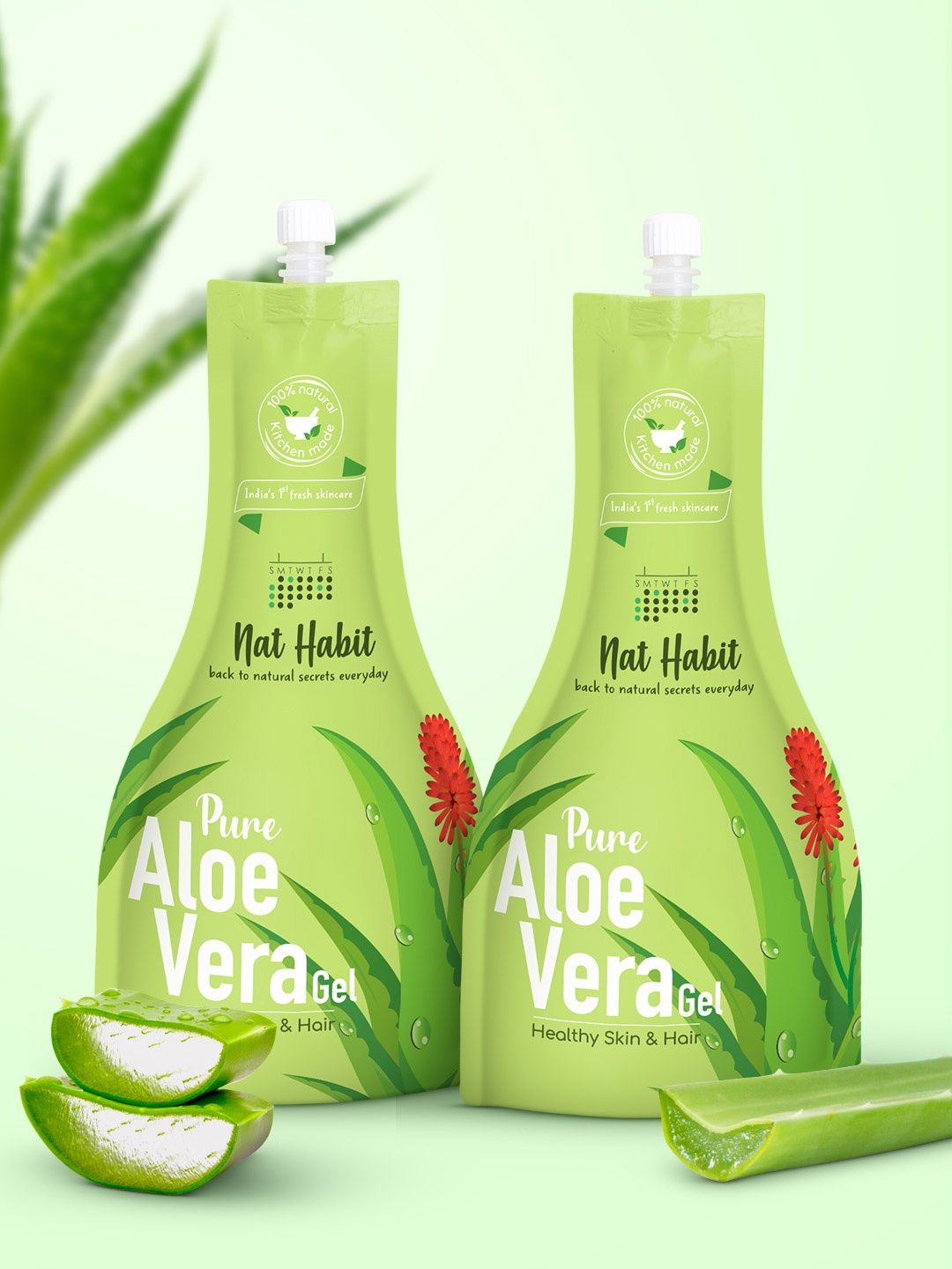 

Nat Habit Set of 2 Fresh Pure Aloe Cucumber Cooling Face Gel - 160g, Green