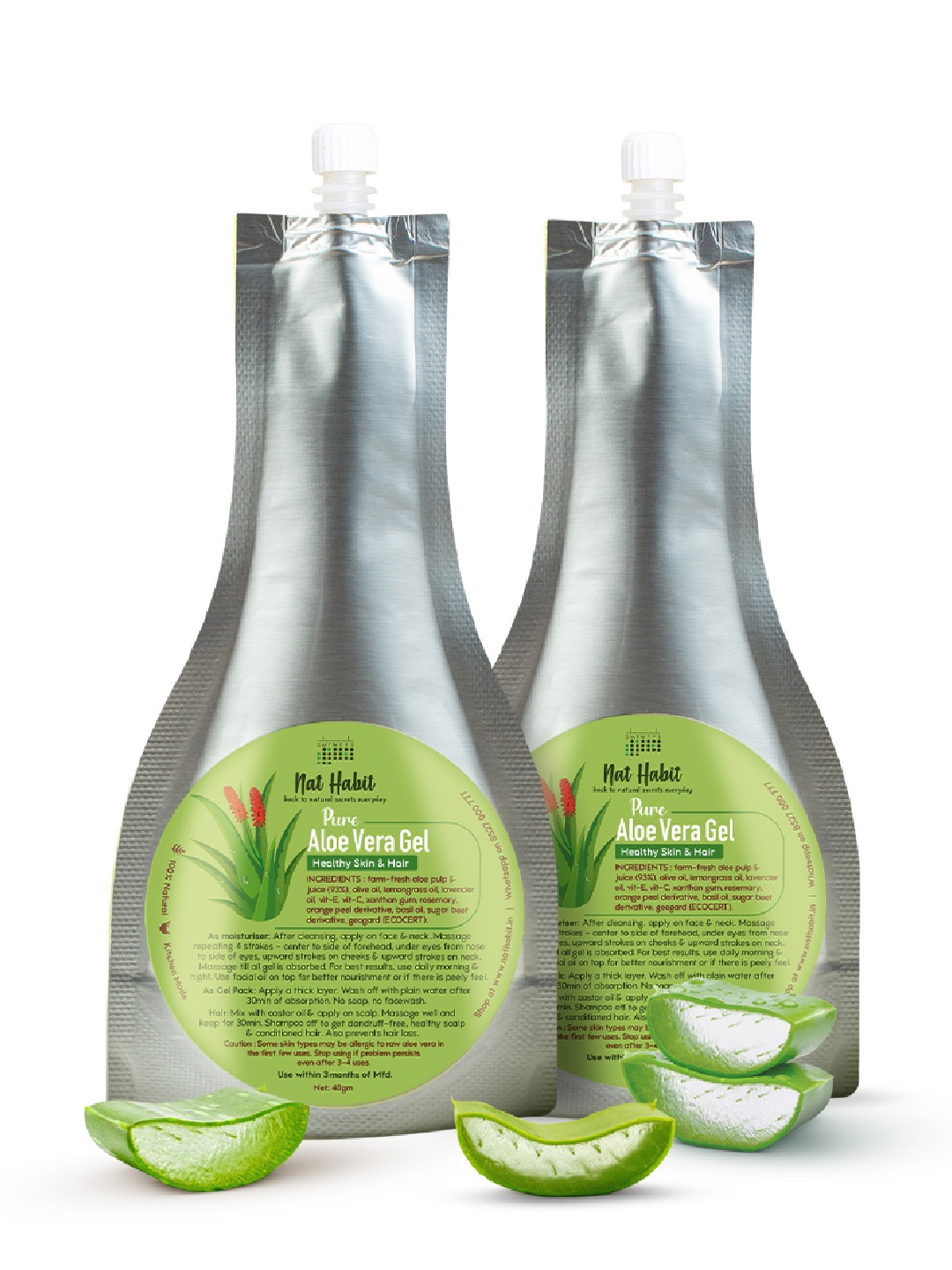 

Nat Habit Set of 2 Fresh Pure Aloe Cucumber Cooling Face Gel - 160g, Green