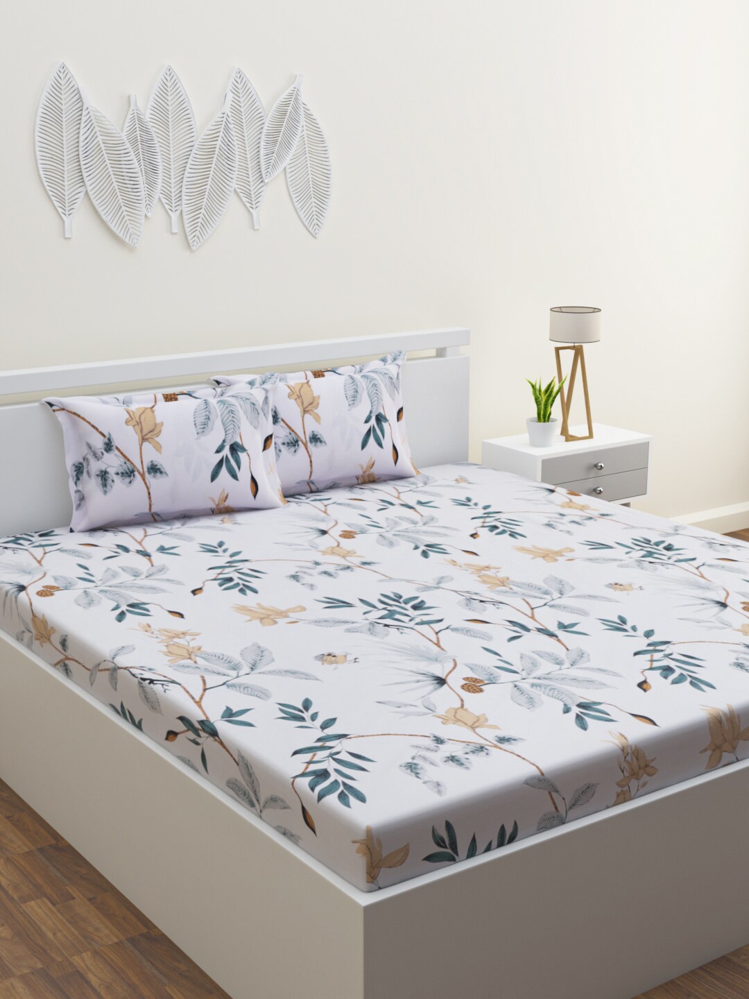 

HOME AFFAIRS Pink & Brown Floral Printed 210 TC Cotton Queen Bedsheet & 2 Pillow Covers