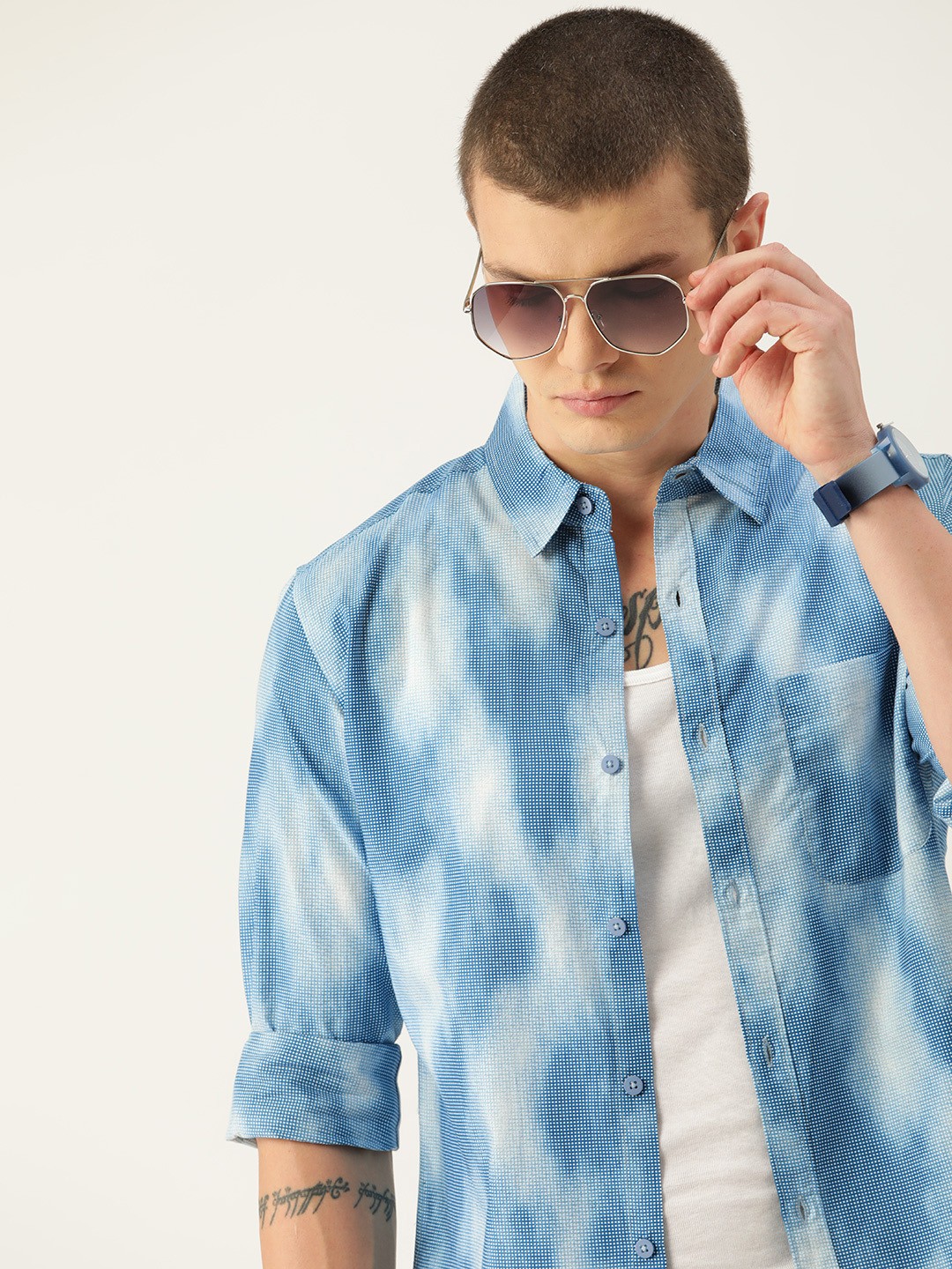 

Kook N Keech Men Comfort Printed Pure Cotton Casual Shirt, Blue