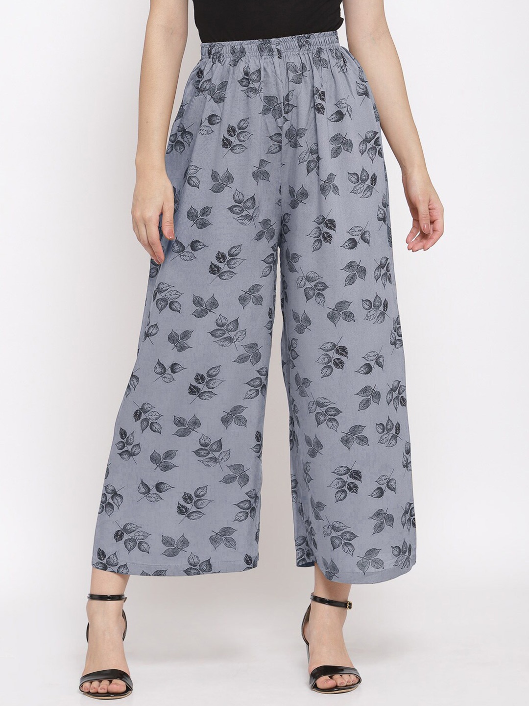 

KLOTTHE Women Floral-Printed Wide Leg Palazzo, Grey