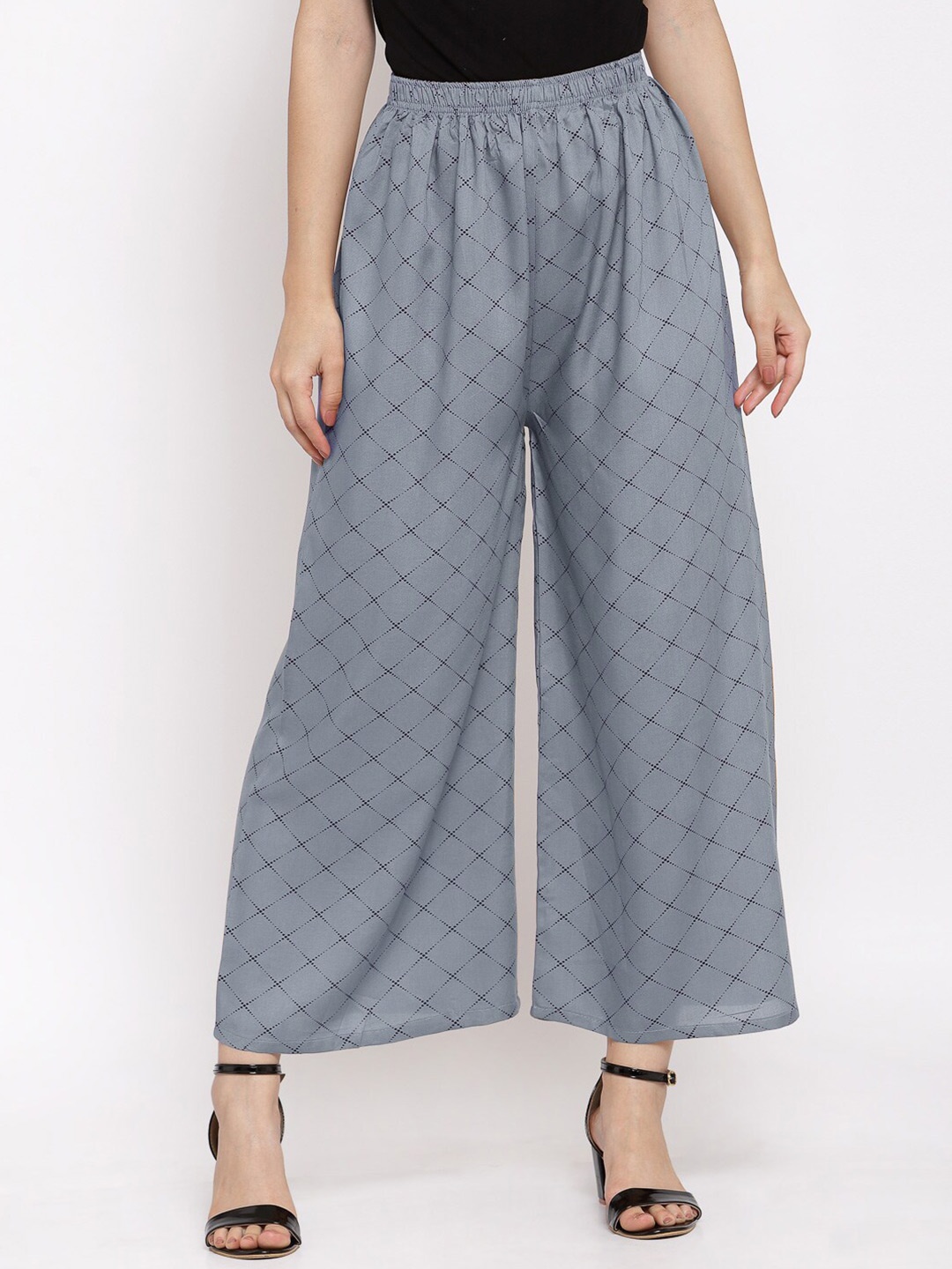 

KLOTTHE Women Geometric Printed Wide Leg Palazzo, Grey