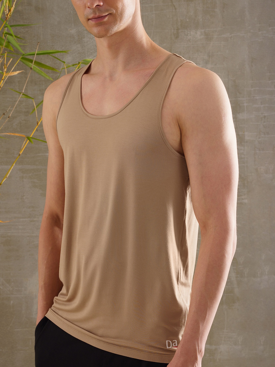 

DAMENSCH Round Neck Anti-Bacterial Anti Odour Undershirt Innerwear Vest, Beige