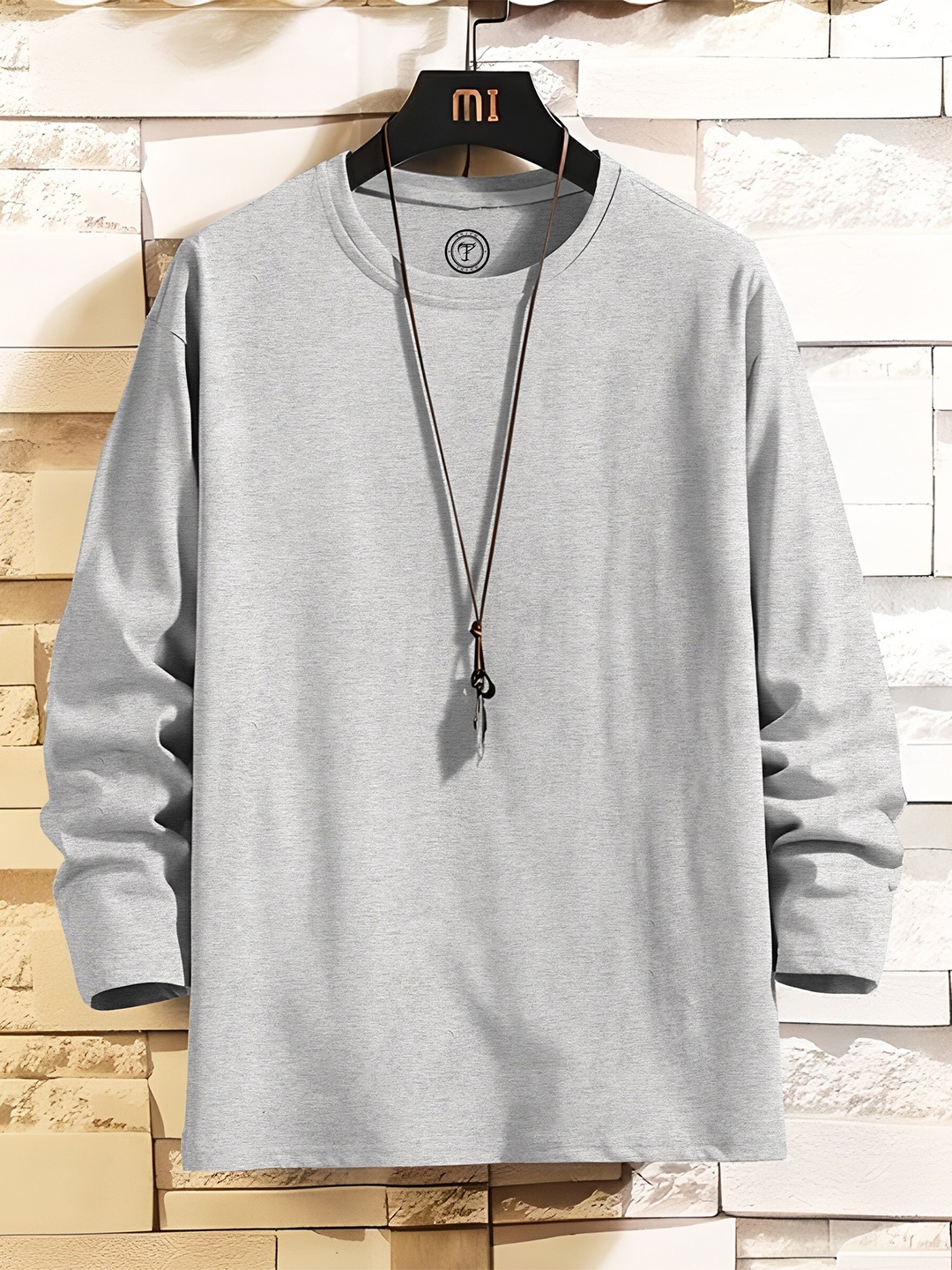 

TRIPR Long Sleeves Round Neck Cotton T-shirt, Grey
