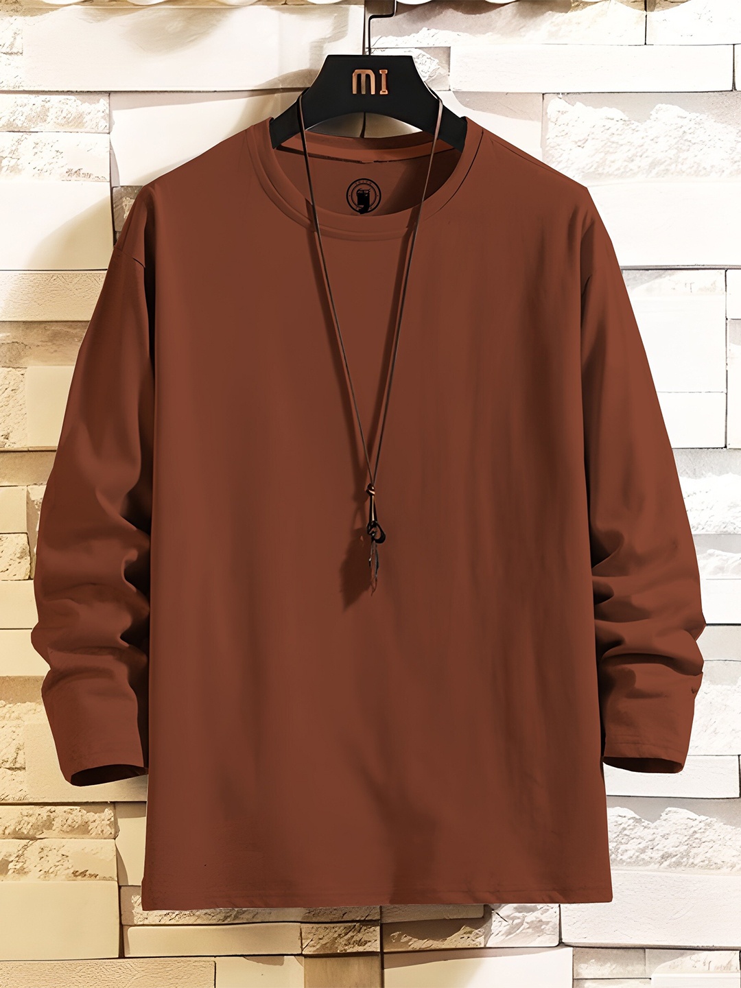 

TRIPR Long Sleeves Round Neck Cotton T-shirt, Brown