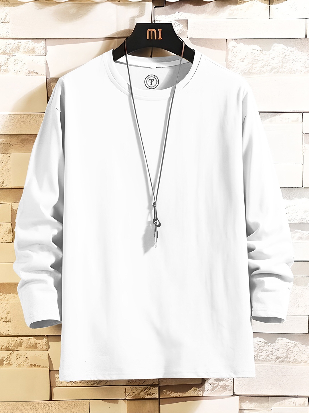 

TRIPR Round Neck Long Sleeves Cotton T-Shirt, White
