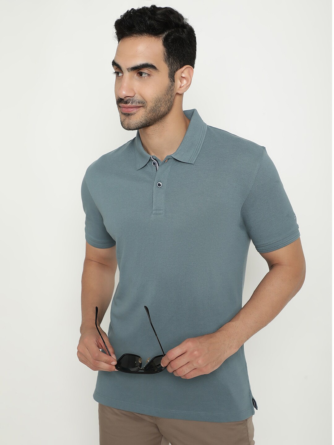 

Octave Polo Collar Cotton T-shirt, Blue