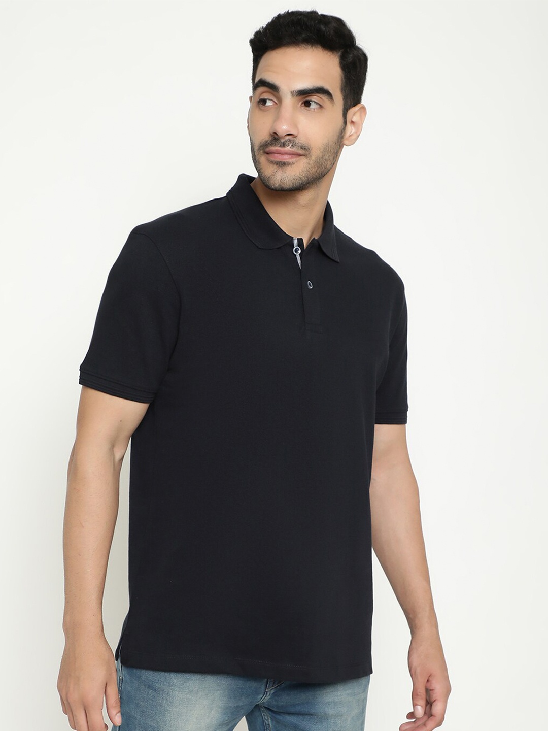 

Octave Polo Collar Cotton T-shirt, Navy blue
