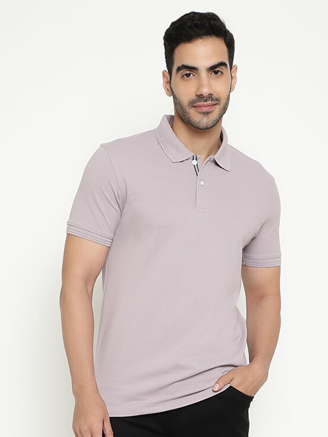 

Octave Polo Collar Cotton T-shirt, Purple