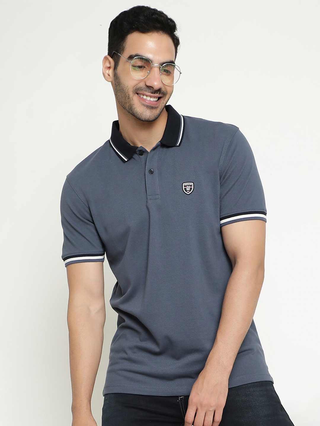 

Octave Polo Collar Cotton T-shirt, Blue