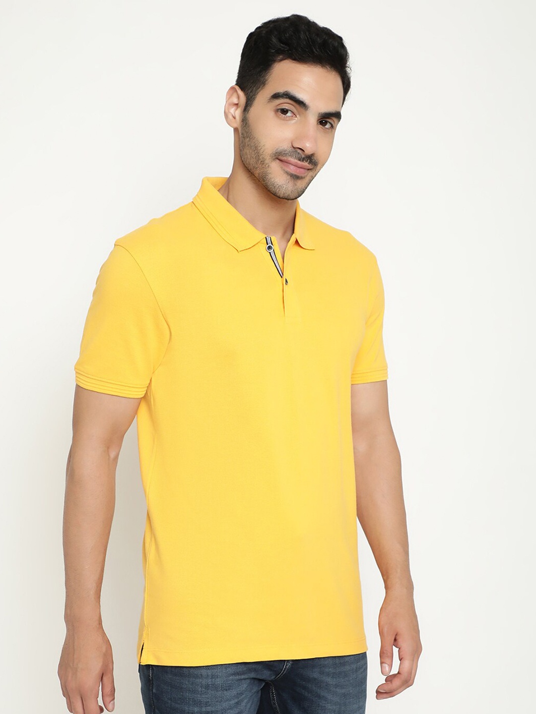 

Octave Polo Collar Cotton T-shirt, Yellow