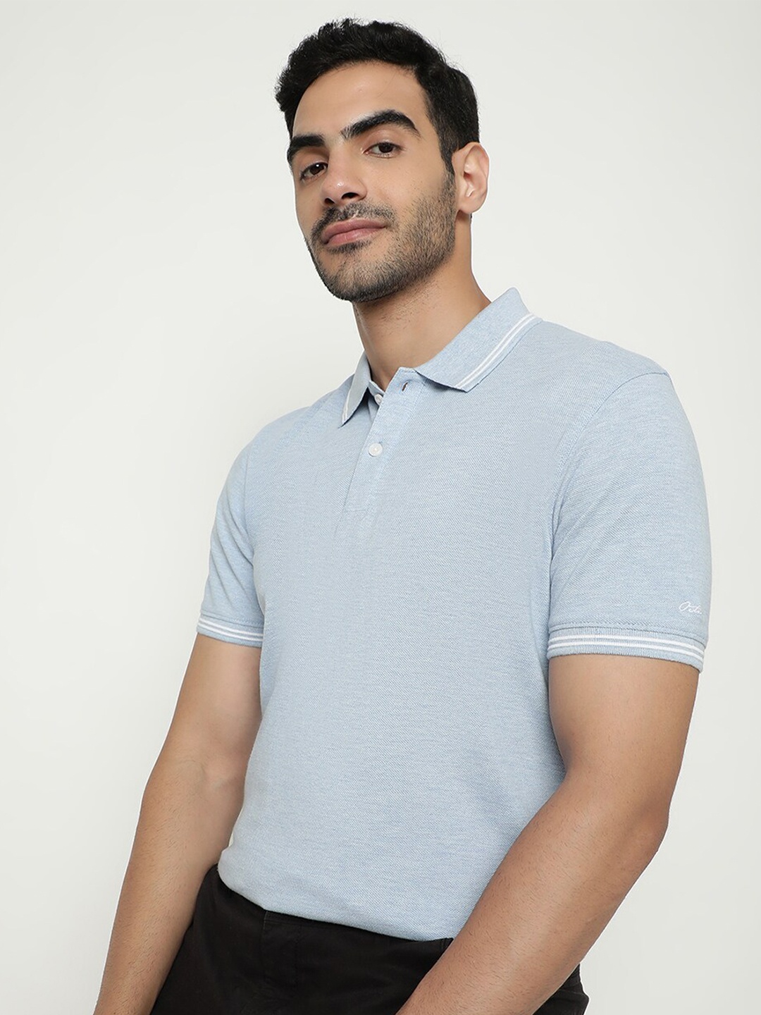 

Octave Polo Collar Cotton T-shirt, Blue