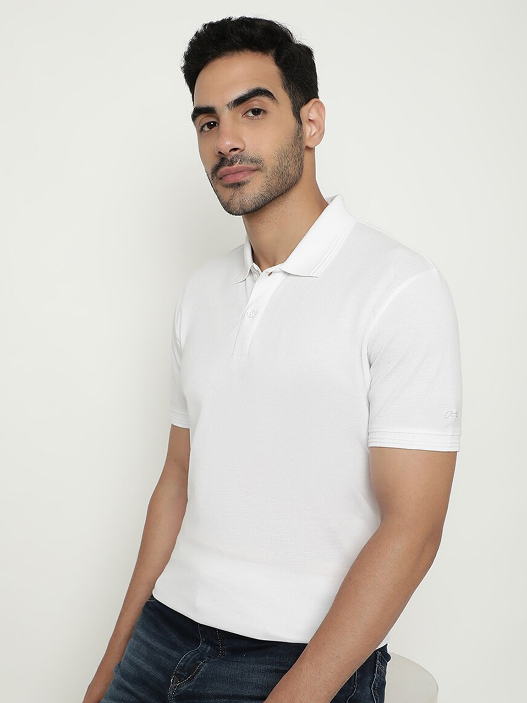 

Octave Polo Collar Cotton T-shirt, White