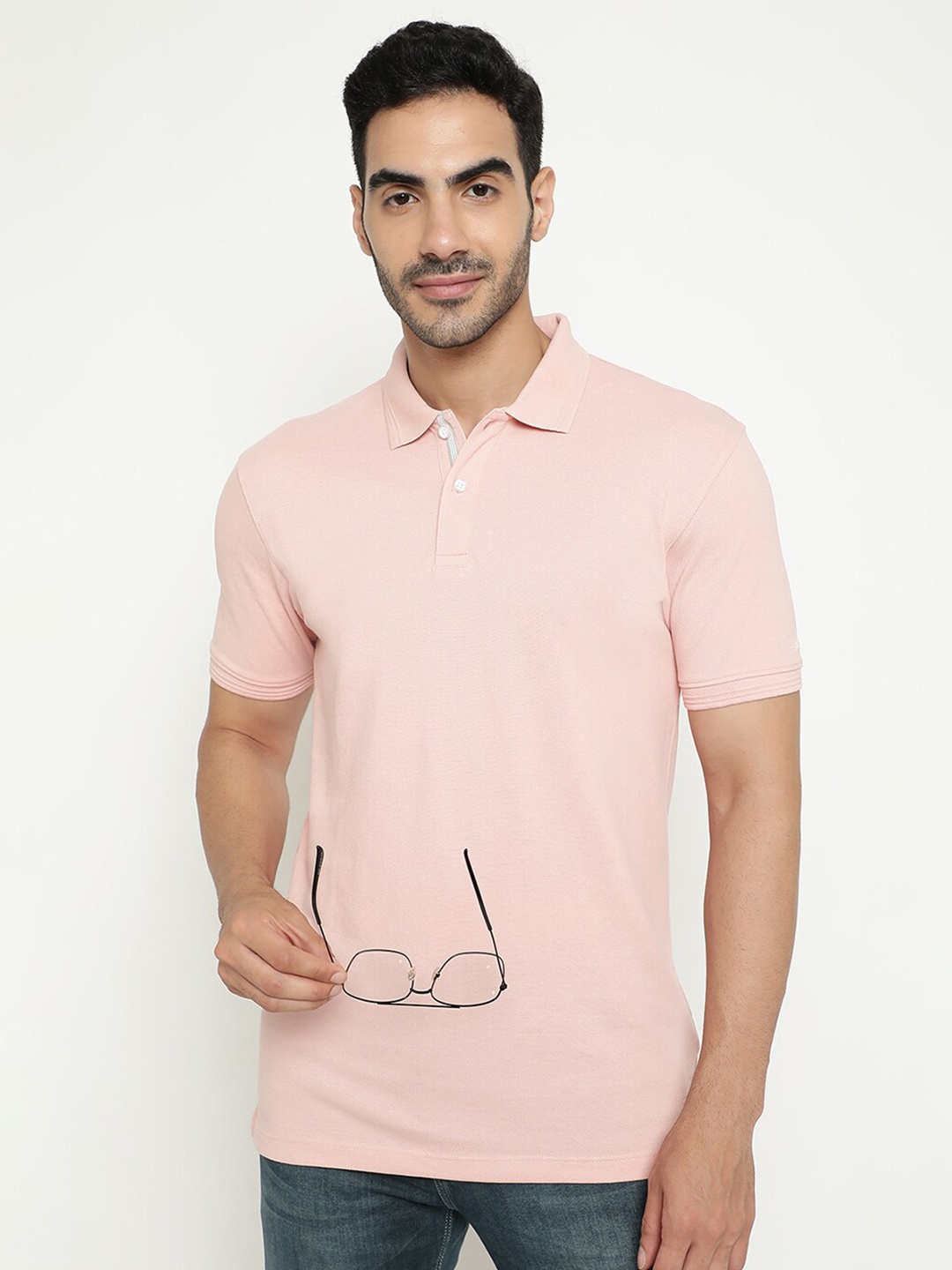 

Octave Polo Collar Cotton T-shirt, Pink