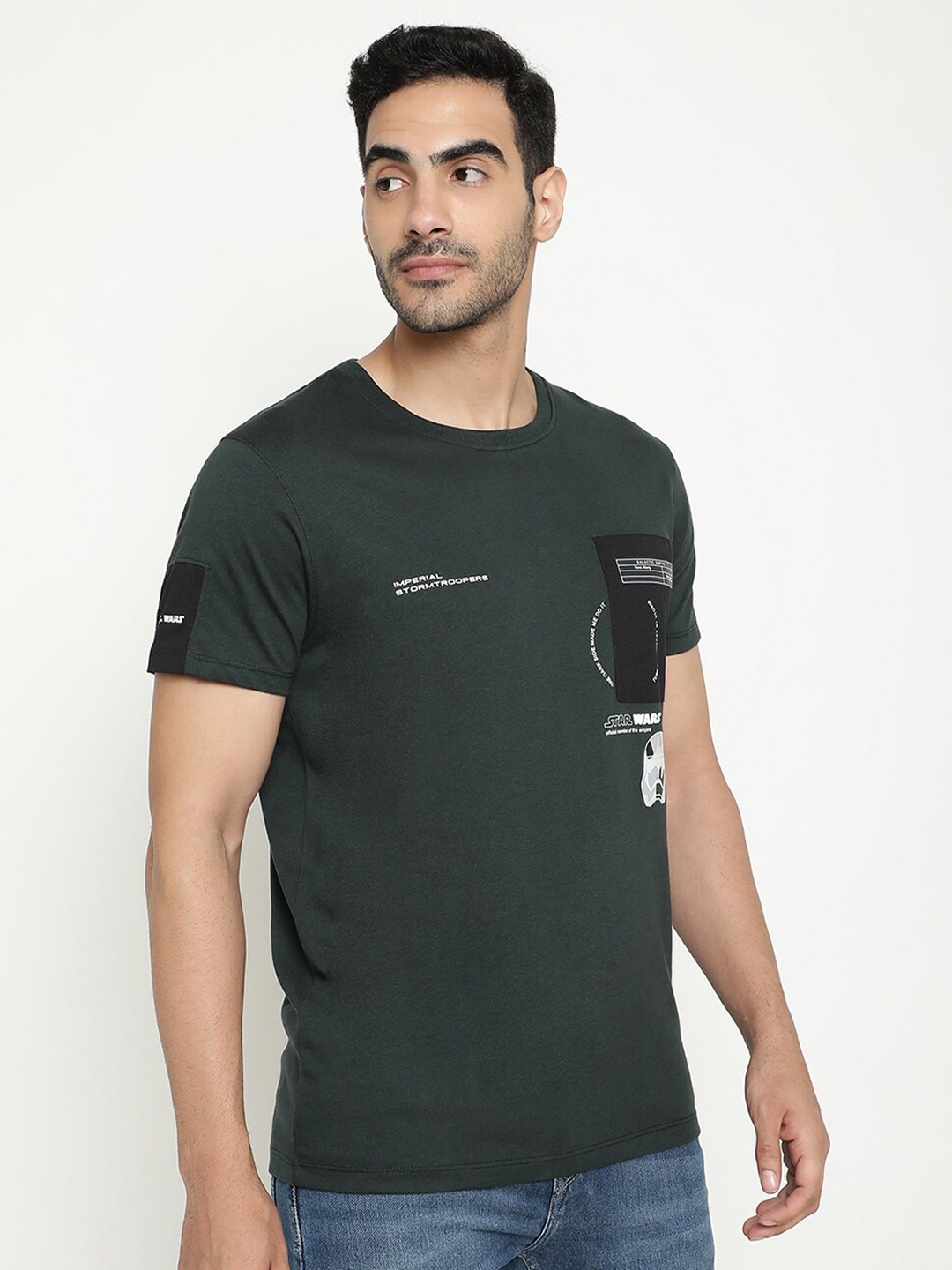 

Octave Star Wars Printed Cotton T-shirt, Green