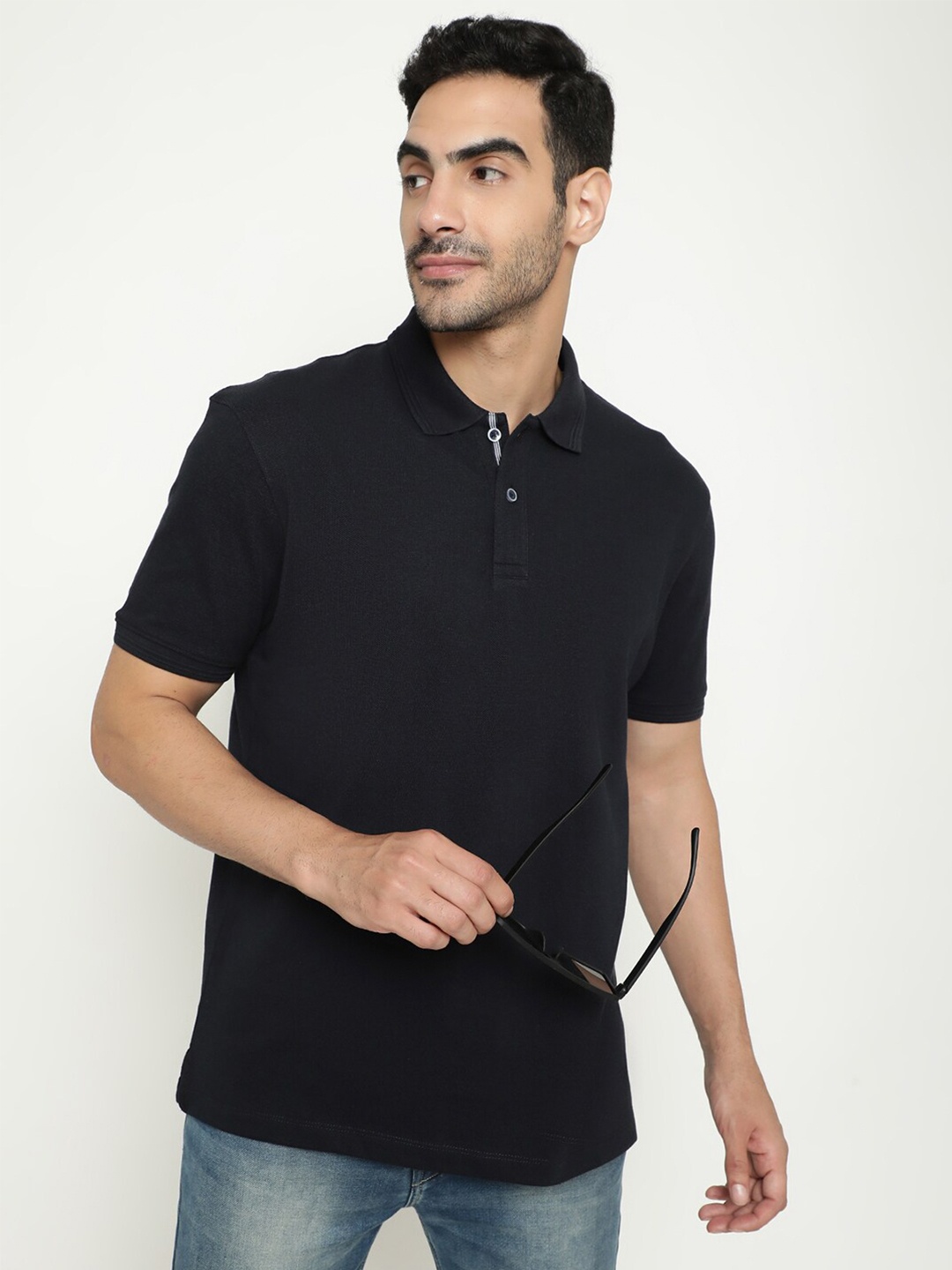 

Octave Polo Collar Short Sleeves Cotton T-shirt, Navy blue