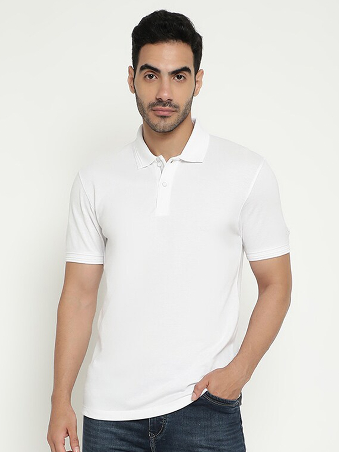 

Octave Polo Collar Cotton T-shirt, White