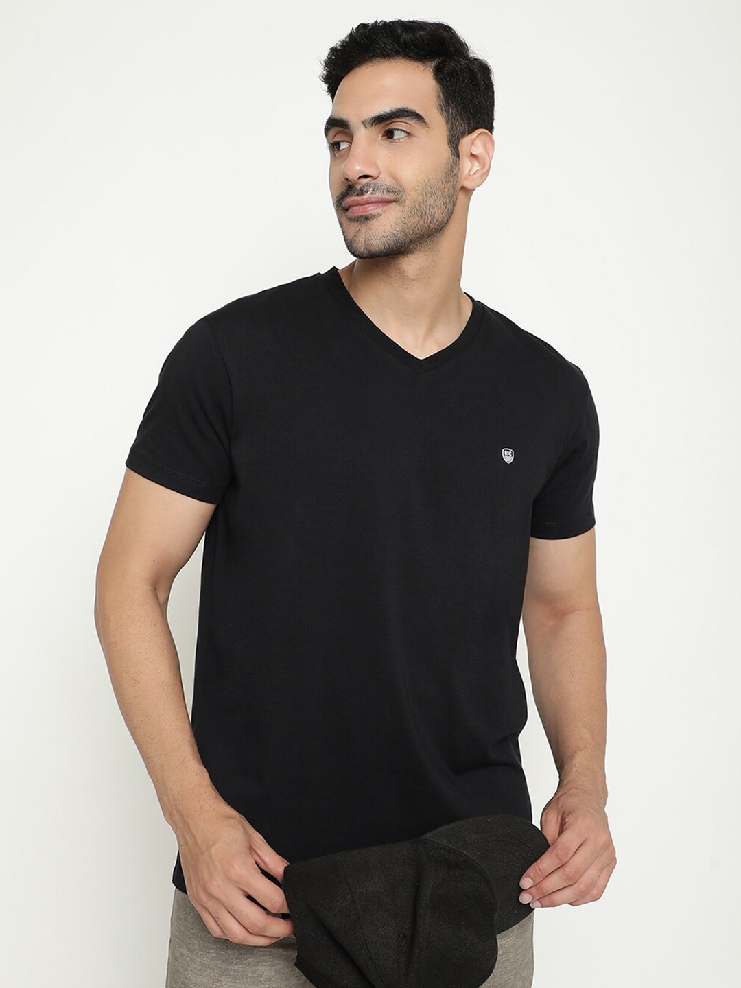 

Octave V-Neck Short Sleeves Cotton T-shirt, Navy blue
