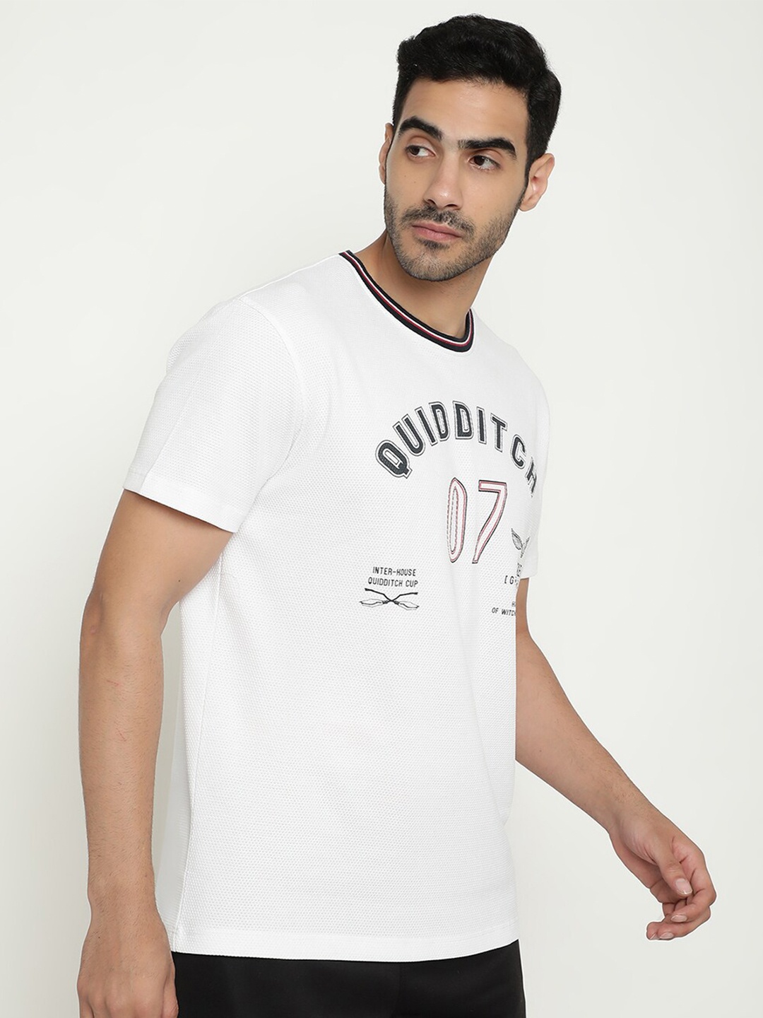 

Octave Typography Printed Cotton T-shirt, White